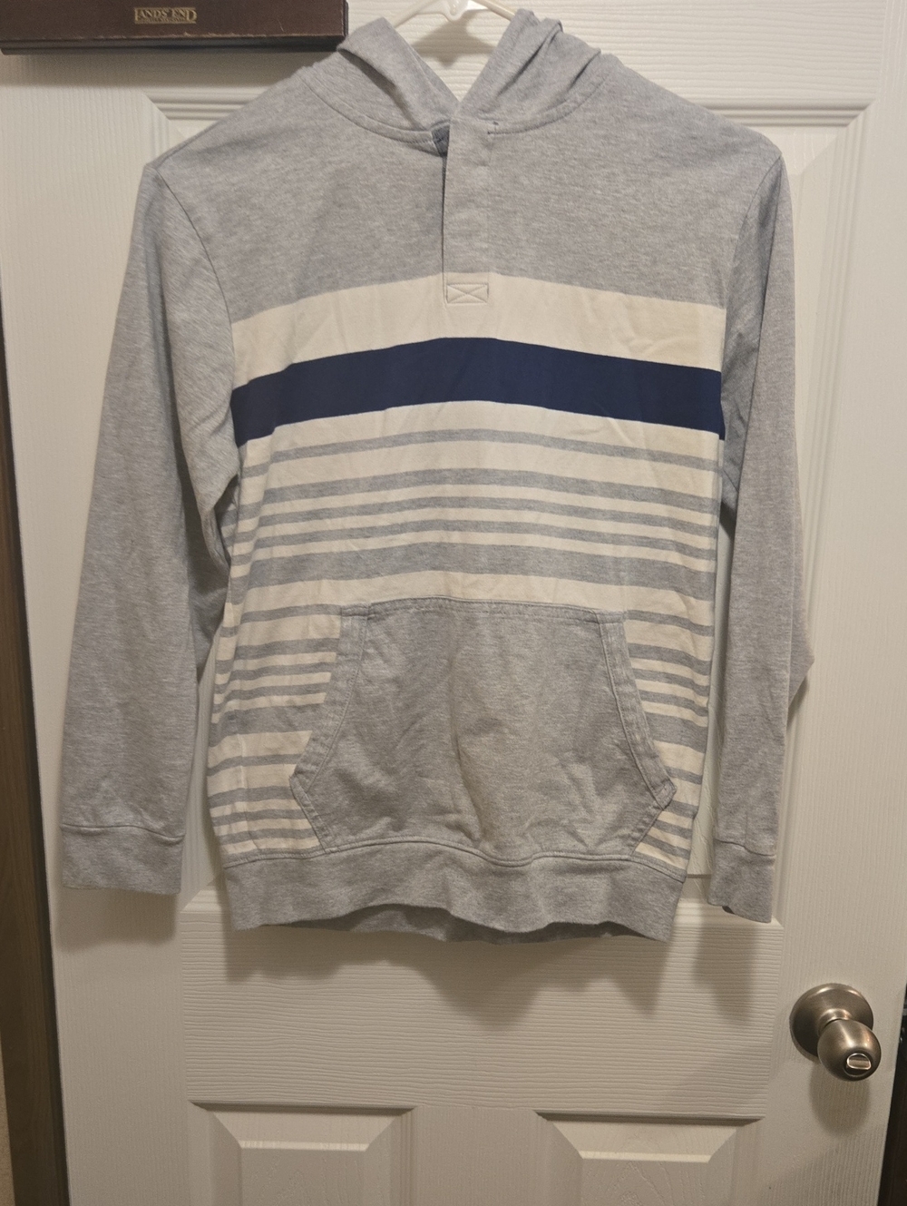 Crazy 8 Light Gray Hoodie with Navy Trim